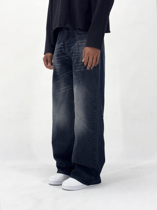 BLACK FAID PATTERN BAGGY